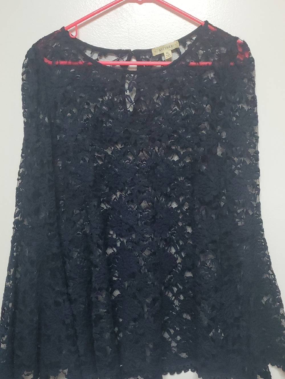 Alythea Navy Blue Lace Overlay Top